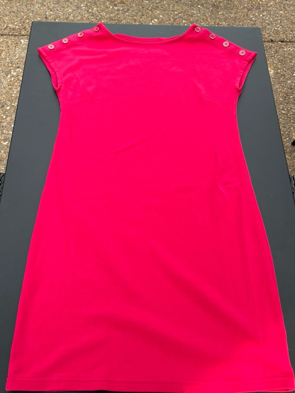 Talbots Hot Pink Button-Shoulder Shift Dress